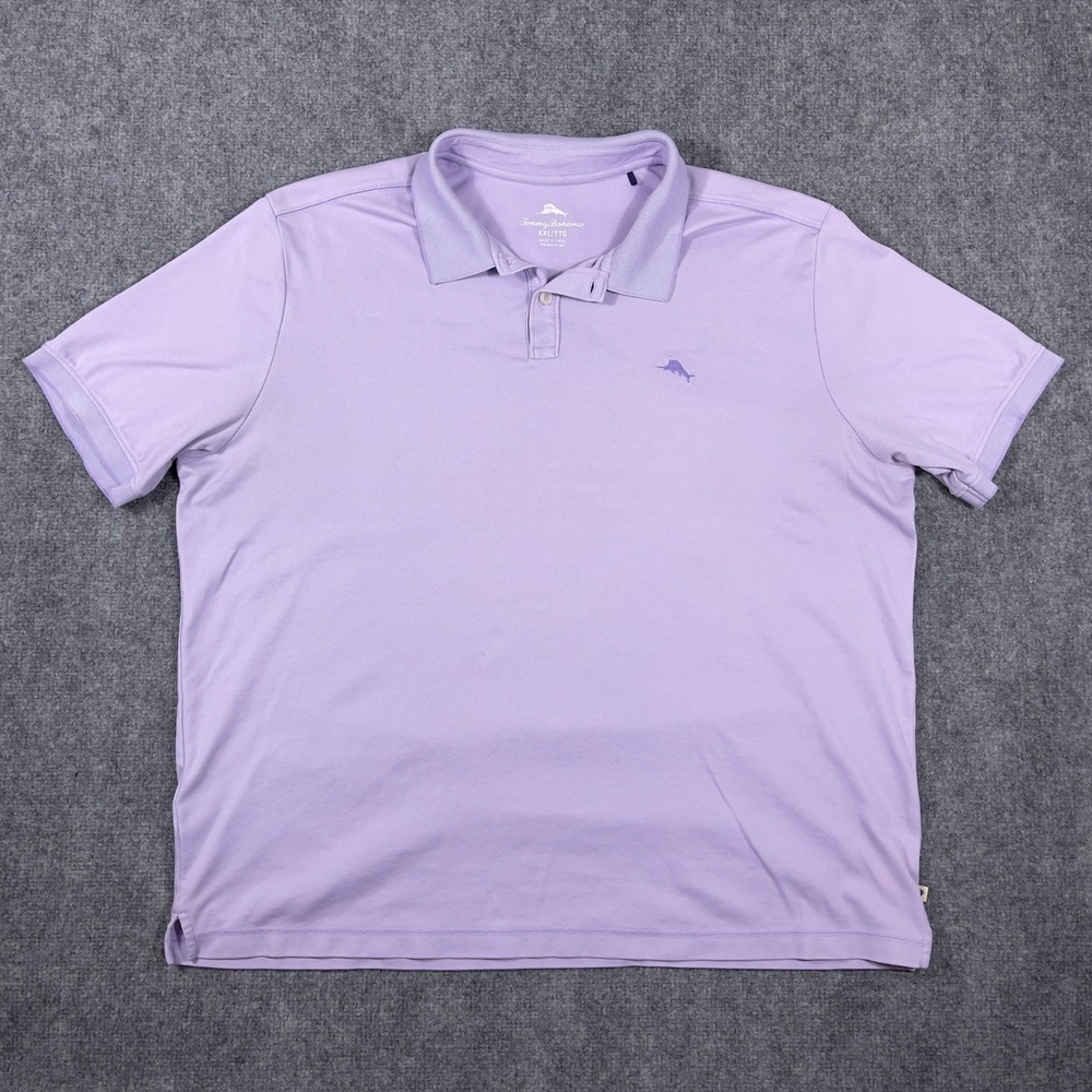 Tommy Bahama Polo Shirt Mens XXL Purple Supima Cotton Short Sleeve Marlin Logo